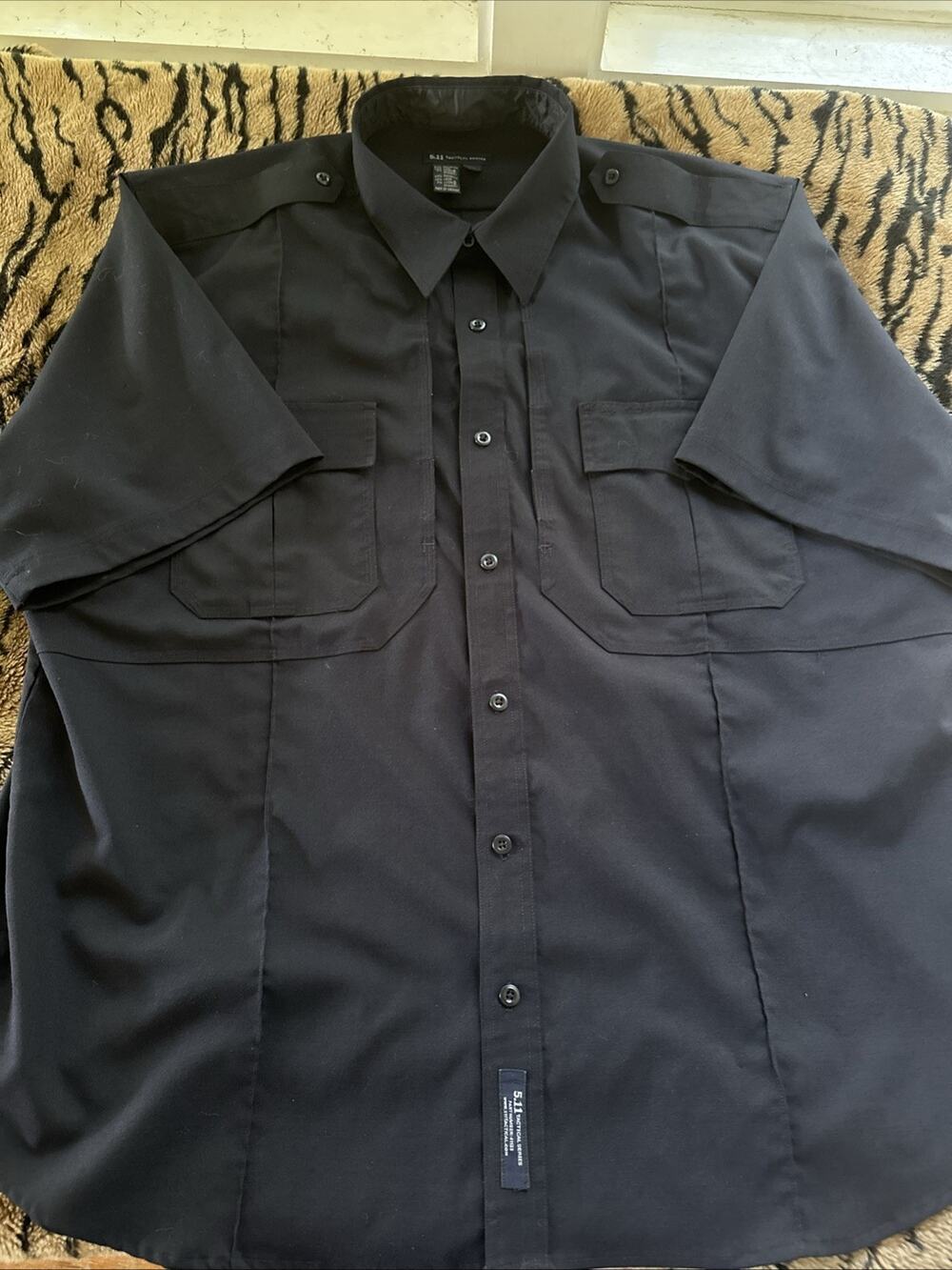 5.11 Tactical Series 41133 Men's 2XL Black Class B Uniform Shirt Short Sleeve